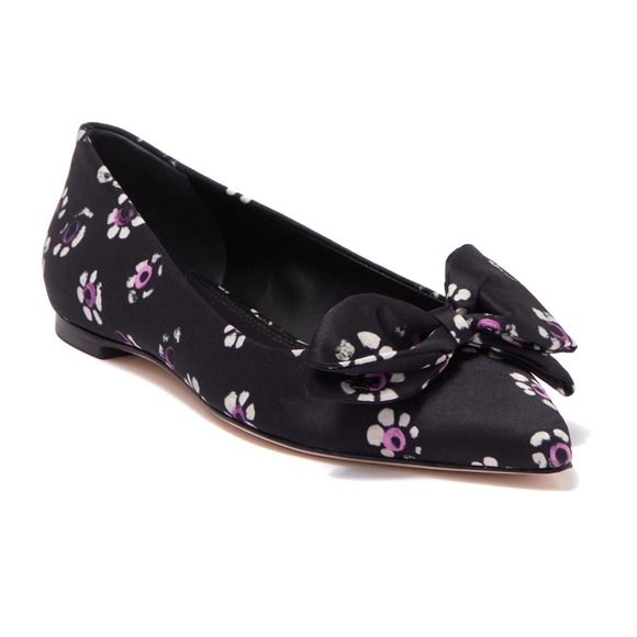 💙HP💙 Tory Burch Rosalind Black Floral Ballet Flats Sz 8 - Picture 1 of 15
